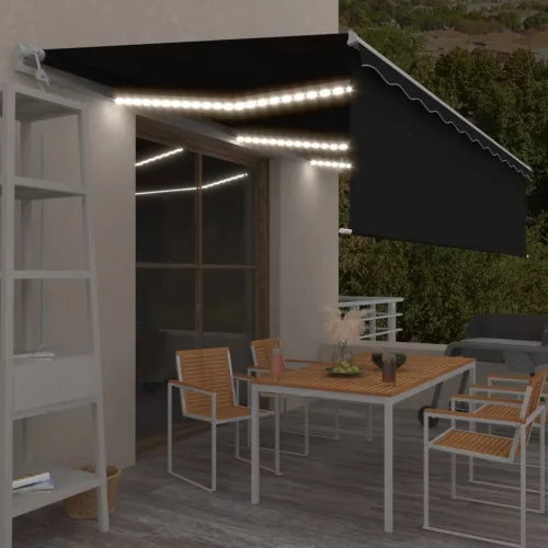 antracitszürke redőnyös, LED-es, szélérzékelős napellenző 6x3 m 