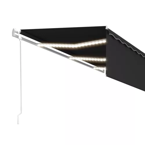  antracitszürke redőnyös, LED-es, szélérzékelős napellenző 6x3 m 