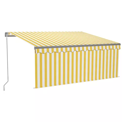  sárga-fehér kihúzható LED-es napellenző redőnnyel 3,5 x 2,5 m