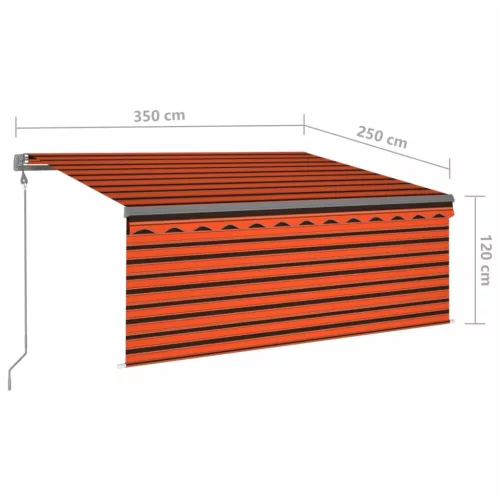  narancssárga-barna automata napellenző redőnnyel 3,5 x 2,5 m