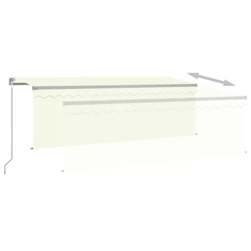  krémszínű LED-es kézzel kihúzható napellenző redőnnyel 4 x 3 m