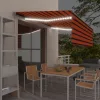  narancssárga-barna kézzel kihúzható LED-es napellenző 4 x 3 m