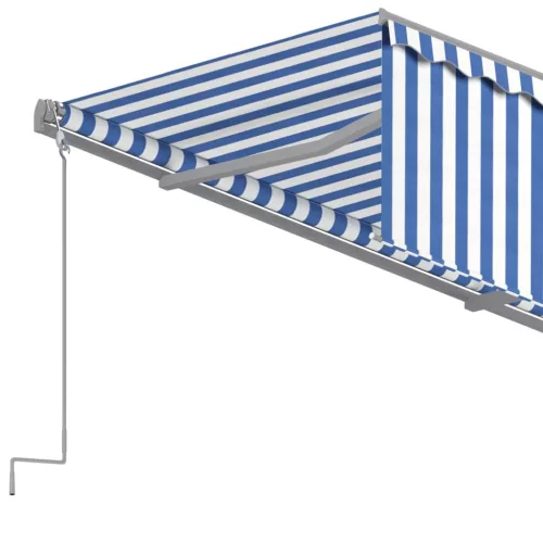  kék és fehér automata napellenző redőnnyel 4 x 3 m  