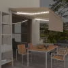  krémszínű szélérzékelős, LED-es napellenző redőnnyel 4x3 m  