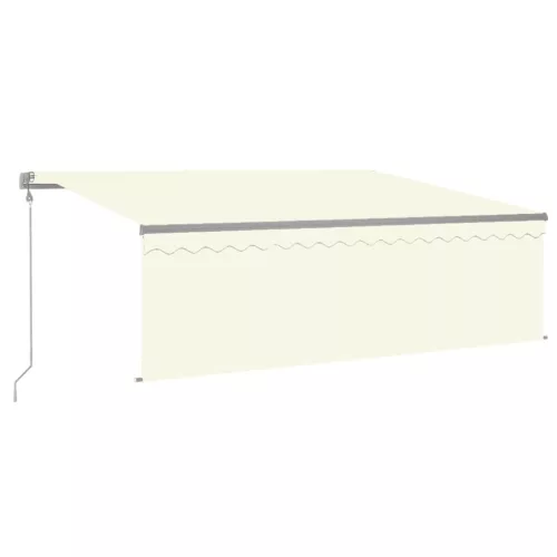  krémszínű szélérzékelős, LED-es napellenző redőnnyel 4x3 m  