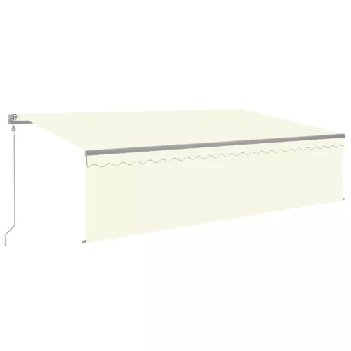  krémszínű szélérzékelős, LED-es napellenző redőnnyel 5x2,5 m