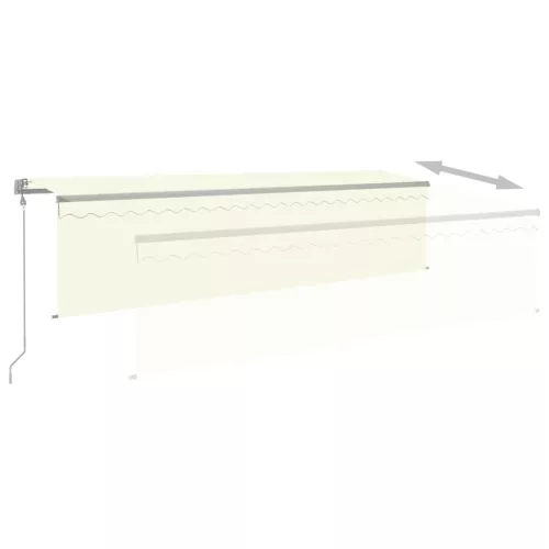  krémszínű szélérzékelős, LED-es napellenző redőnnyel 5x2,5 m