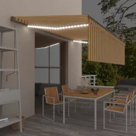    sárga-fehér redőnyös, LED-es, szélérzékelős napellenző 5x3 m