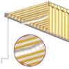  sárga-fehér redőnyös, LED-es, szélérzékelős napellenző 5x3 m