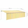  sárga-fehér redőnyös, LED-es, szélérzékelős napellenző 5x3 m
