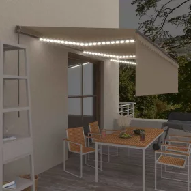    krémszínű kihúzható LED-es napellenző redőnnyel 6 x 3 m