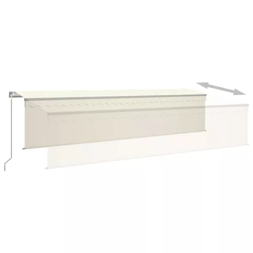  krémszínű kihúzható LED-es napellenző redőnnyel 6 x 3 m