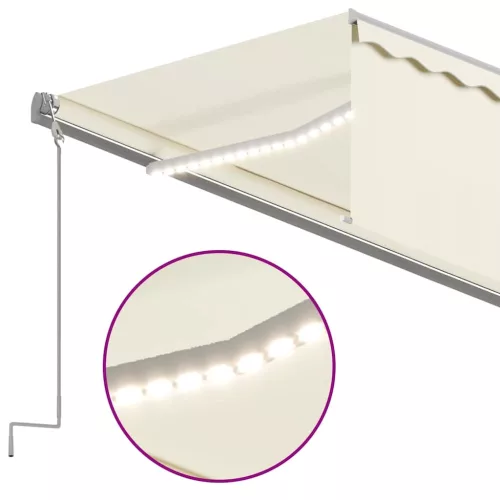  krémszínű kihúzható LED-es napellenző redőnnyel 6 x 3 m