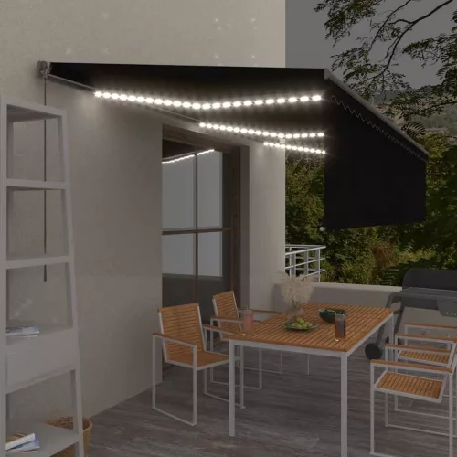  antracitszürke kihúzható LED-es napellenző redőnnyel 6 x 3 m