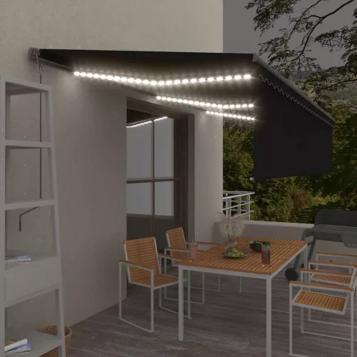  antracitszürke redőnyös, LED-es, szélérzékelős napellenző 6x3 m