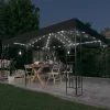  antracitszürke dupla tetős pavilon LED fényfüzérrel 3 x 4 m