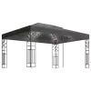  antracitszürke dupla tetős pavilon LED fényfüzérrel 3 x 4 m