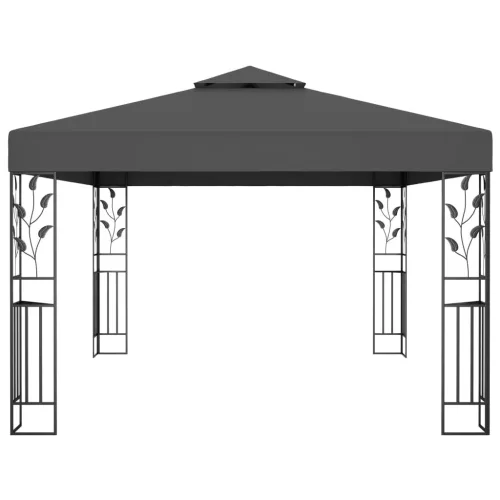  antracitszürke dupla tetős pavilon LED fényfüzérrel 3 x 4 m