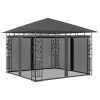  antracit pavilon szúnyoghálóval/LED fényfüzérrel 3 x 3 x 2,73 m