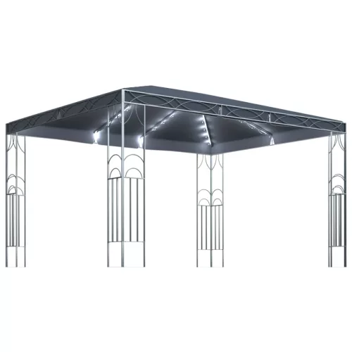  antracitszürke pavilon LED fényfüzérrel 400 x 300 cm