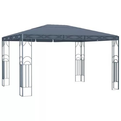  antracitszürke pavilon LED fényfüzérrel 400 x 300 cm