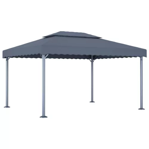  antracitszürke alumíniumpavilon LED fényfüzérrel 400 x 300 cm