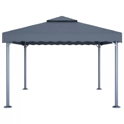  antracitszürke alumíniumpavilon LED fényfüzérrel 400 x 300 cm