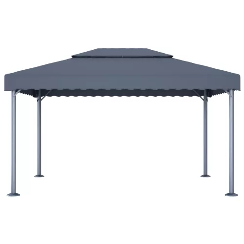  antracitszürke alumíniumpavilon LED fényfüzérrel 400 x 300 cm