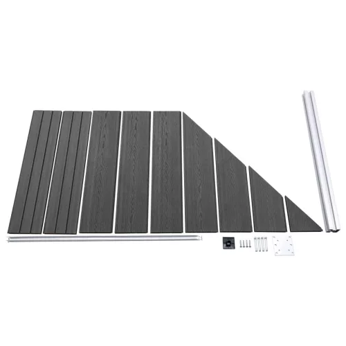  fekete WPC kerítéspanelszett 446 x (105-186) cm  