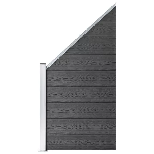  fekete WPC kerítéspanelszett 1138 x (105-186) cm  