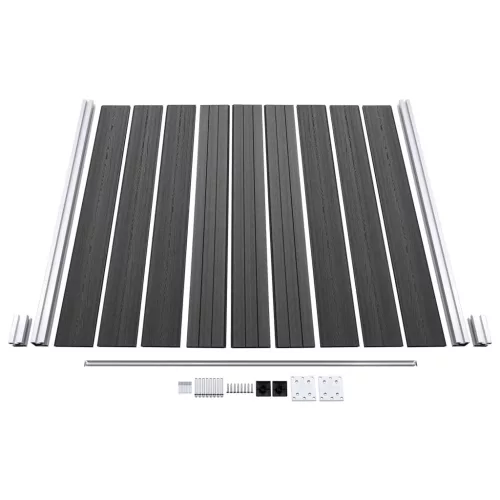  fekete WPC kerítéspanelszett 1138 x (105-186) cm  