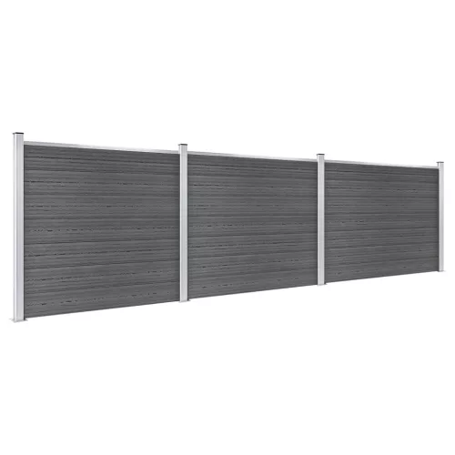  fekete WPC kerítéspanelszett 526 x 146 cm  