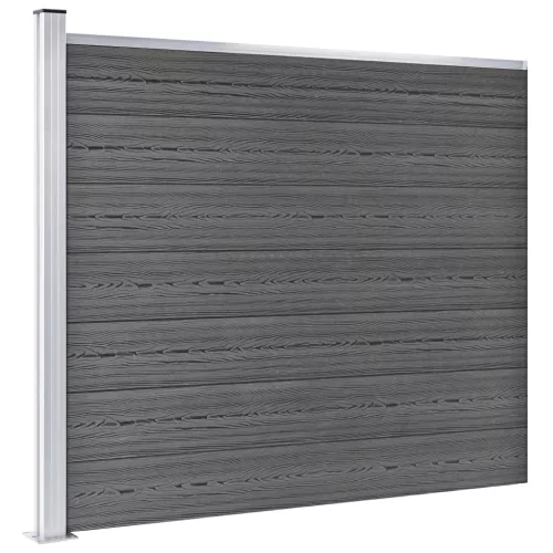  fekete WPC kerítéspanelszett 526 x 146 cm  