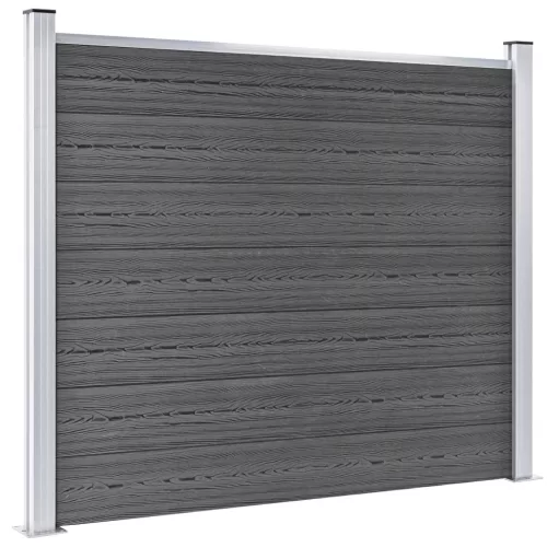  fekete WPC kerítéspanelszett 526 x 146 cm  