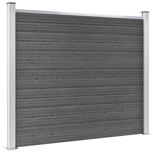 fekete WPC kerítéspanelszett 699 x 146 cm  