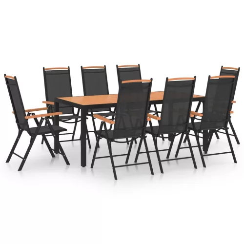  9 részes fekete alumínium kerti étkezőgarnitúra