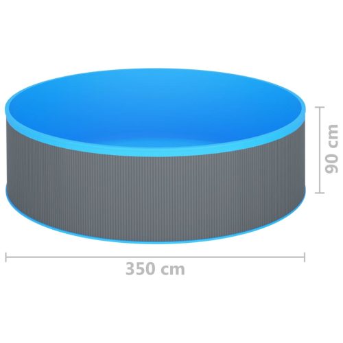  szürke merülőmedence felfüggeszthető szkimmerrel és szivattyúval 350 x 90 cm