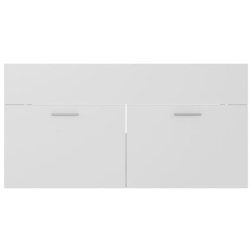  fehér szerelt fa mosdószekrény beépített mosdókagylóval