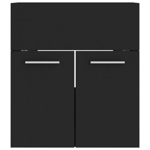  fekete forgácslap fürdőszobai bútorszett