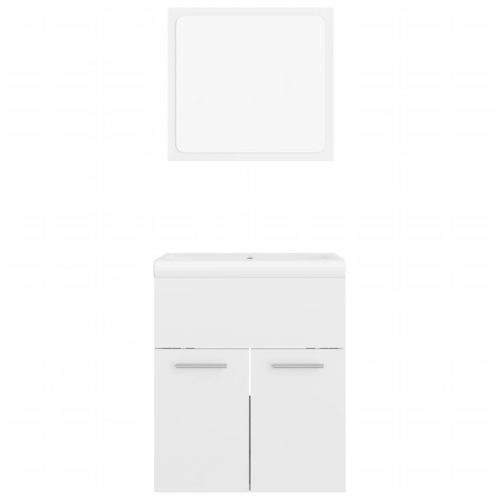  magasfényű fehér forgácslap fürdőszobai bútorszett