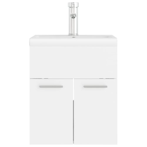  fehér szerelt fa mosdószekrény beépített mosdókagylóval