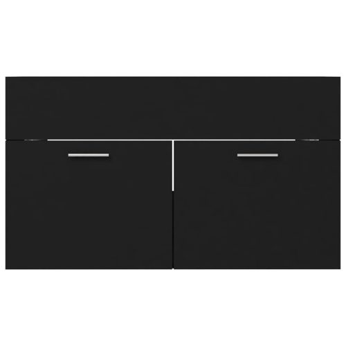  fekete szerelt fa mosdószekrény beépített mosdókagylóval