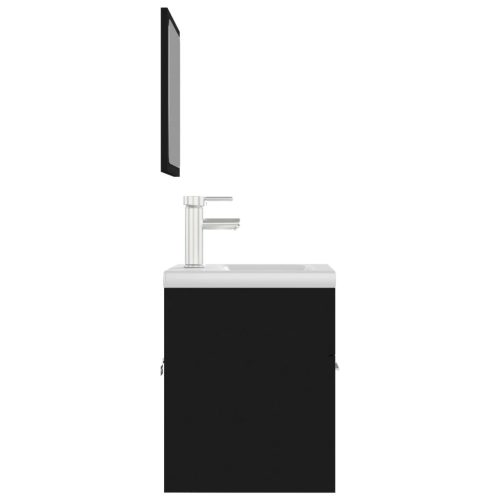  fekete forgácslap fürdőszobai bútorszett