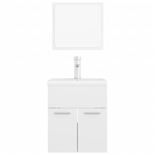  magasfényű fehér forgácslap fürdőszobai bútorszett