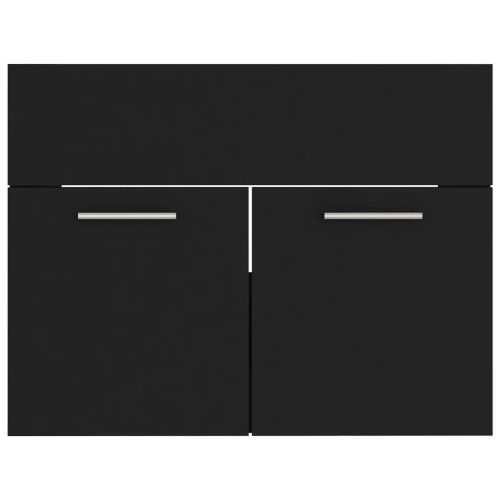  fekete forgácslap fürdőszobai bútorszett