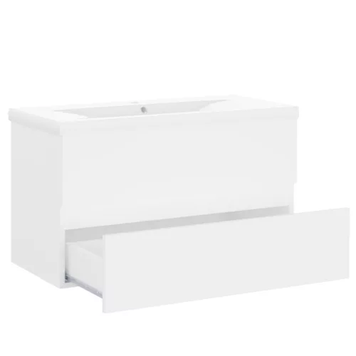  fehér szerelt fa mosdószekrény beépített mosdókagylóval