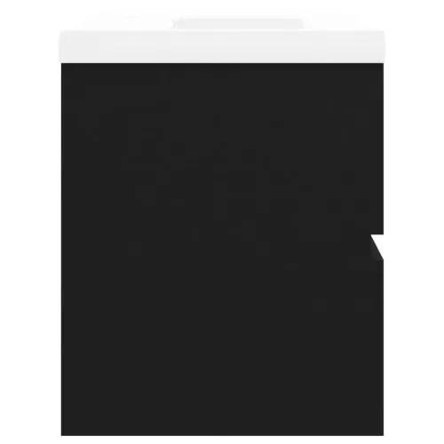  fekete szerelt fa mosdószekrény beépített mosdókagylóval