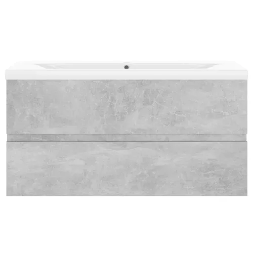  betonszürke szerelt fa mosdószekrény beépített mosdókagylóval