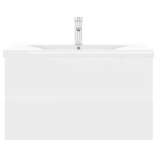  fehér szerelt fa mosdószekrény beépített mosdókagylóval