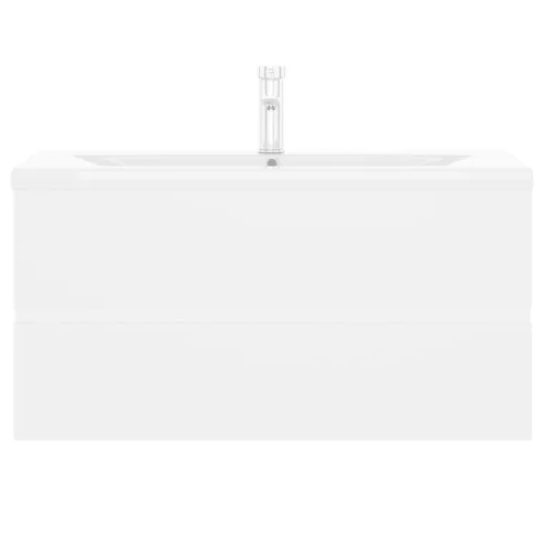  fehér szerelt fa mosdószekrény beépített mosdókagylóval